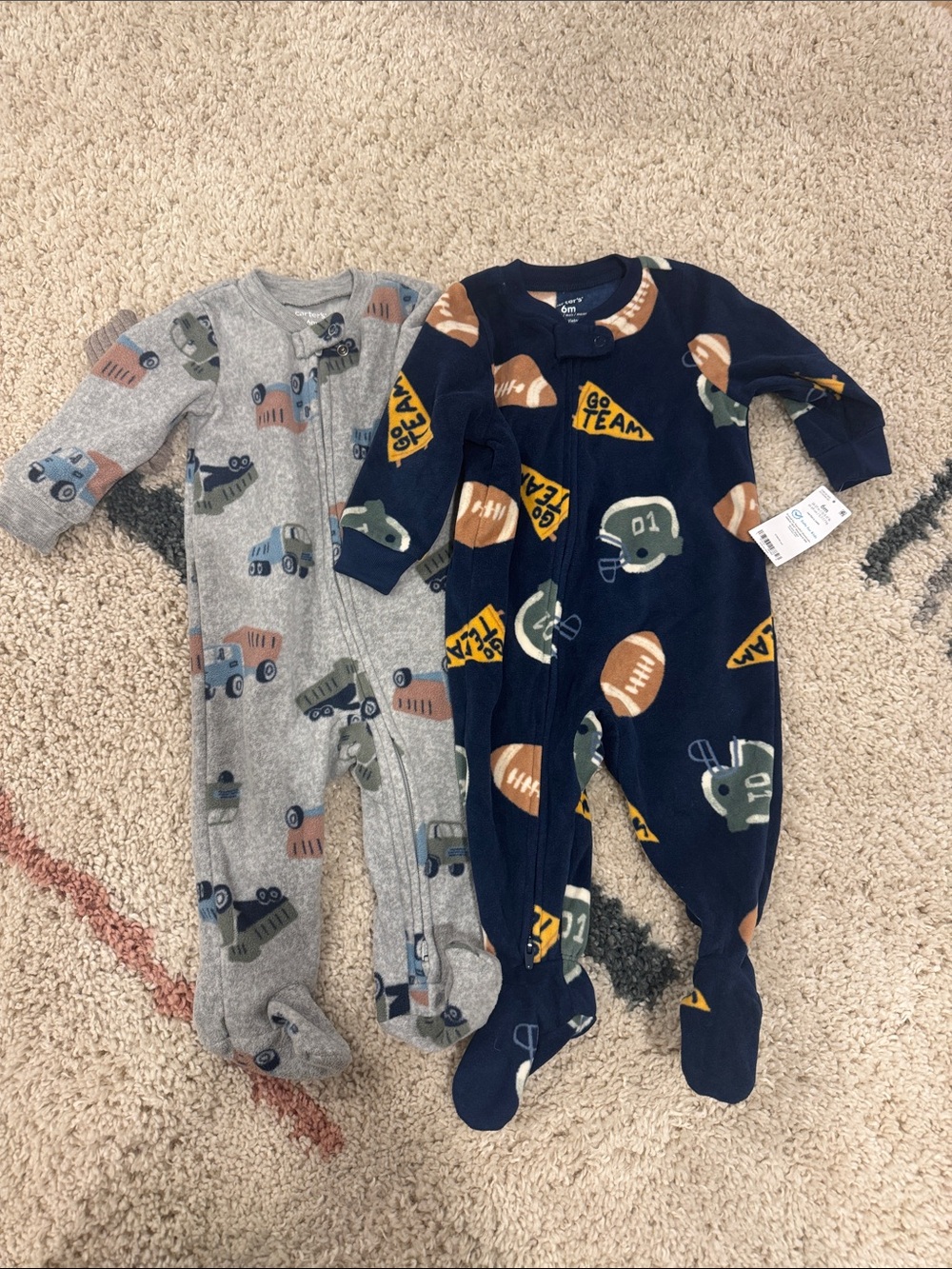 Set of 2 Carter's Printed Fleece Footed One-Piece